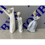 3 Spanish porcelain figures including Nao by Lladro