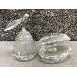 2x large Swarovski Crystal glass ornaments “pear & clam with Pearl” both with original boxes