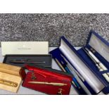 Quantity of cased pen sets & loose pens including makers Louis Roederer champagne, Merlin & Orchid