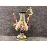 Majestical Capodimonte Italian marked porcelain pitcher with cherub design, Height 52cm x Width