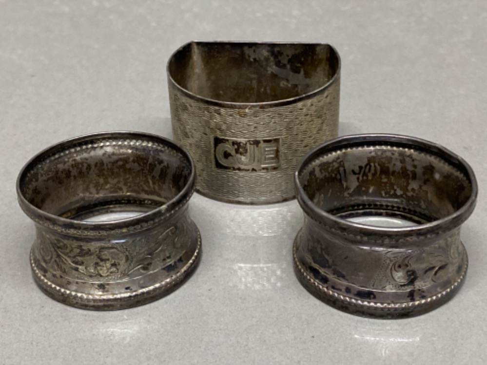 3x Hallmarked silver napkin rings - 53.5G