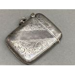 Hallmarked Birmingham silver 1907 Vesta case, 12.3G