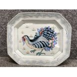 Hand painted Highland Stoneware “Scottish” meat plate with bird decoration, 47.5x39.5cm