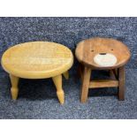 Pair of wooden children’s stools - Teddy bear face & cute quote”