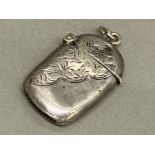 Hallmarked Birmingham silver 1911 Vesta case, 11.3g