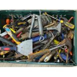 Large quantity of vintage hand tools including hammers, screwdrivers, chisels etc