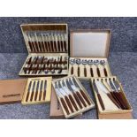 5 boxes containing “Glosswood” stainless steel cutlery, Sheffield