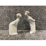 Lladro 4873 & 4869 boy and girl kissing both in good condition