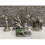 Total of 5 pewter “myth and magic” crystal ornaments including follow me kid and the moon wizard