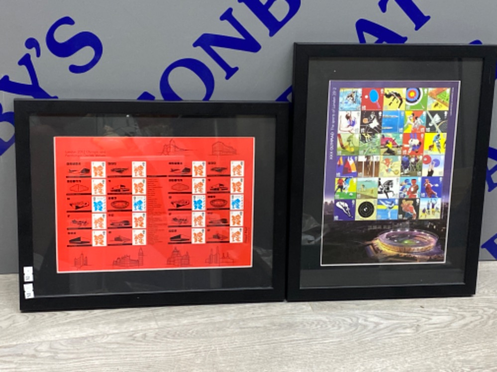 Two framed london olympic and paralympic stamps