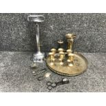 Art Deco style smokers stand 6 epns goblets candle snuffer etc