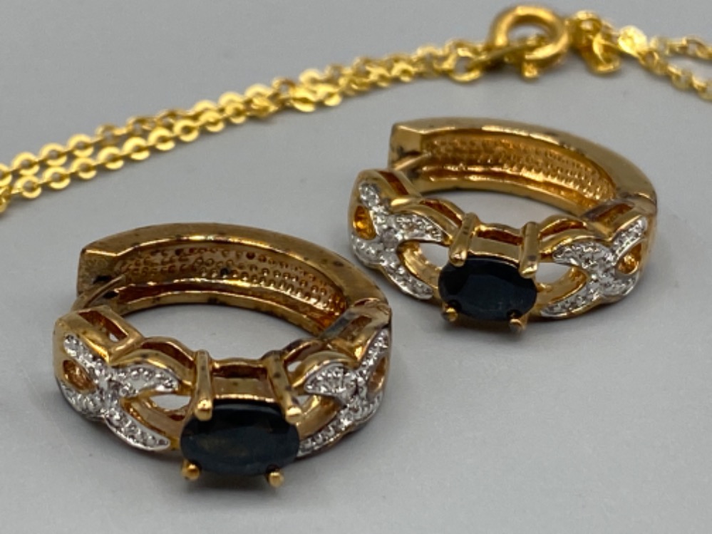 Collection of 6 items of goldplated jewellery set with diamonds, sapphires and garnets - Image 2 of 3