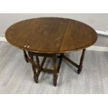 Dark Oak drop leaf gate leg table - 121x91cm, Height 73cm