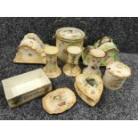 10 pieces of crown ducal and crown Devon includes cheese dishes and covers biscuit barrel etc