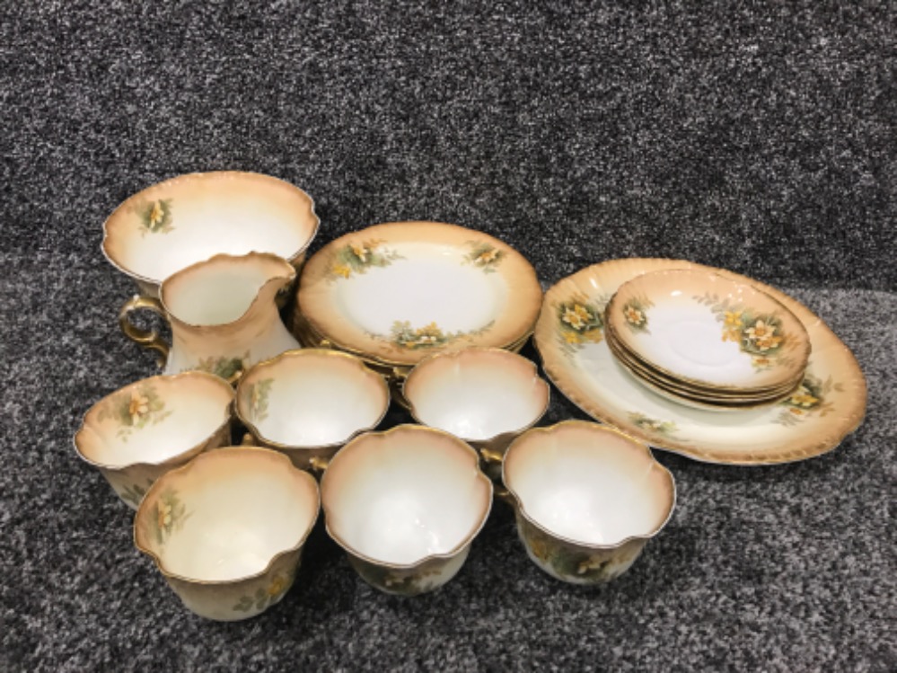 19 piece part tea service by smallfern with floral and gilt design