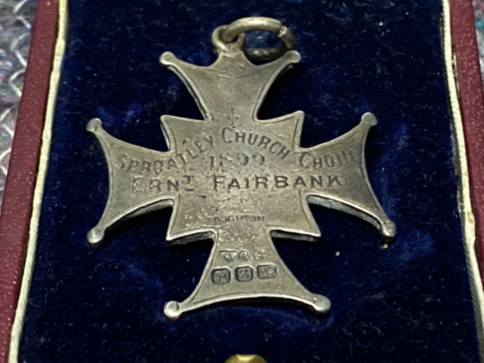 A sproatley Church Choir 1899 silver medal with hallmarks - Bild 2 aus 3