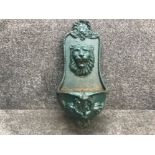 Large cast iron wall planter with lions head