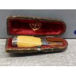 Cheroot cigar holder with silver accents and baker light mouth peice in original case