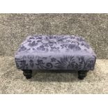 Blue floral upholstered footstool