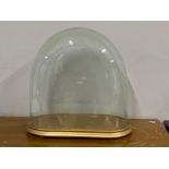 Large vintage glass dome on painted gold base, H56xW55cm