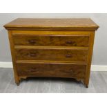 Vintage 3 drawer oak chest - 102x47cm, Height 84cm