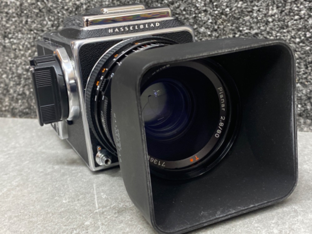 Hasselblad 500 C/M medium format film camera with a variety of accessories to include 2x film back