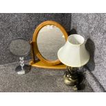 Dressing table mirror together with a contemporary table lamp & shade plus one other
