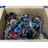 Box full of mixed costume jewellery