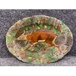 Large hand painted with deer pie meat plate by Gien