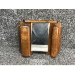 Oak 1930s/40s hall mirror and brush set