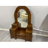 Walnut dressing table with large fitted mirror & 7 drawers, 112x45cm, Height 167cm