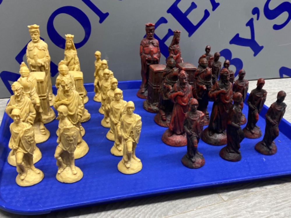 A set of resin chess peices