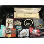 Box of miscellaneous costume jewellery includes rings necklaces bangle etc