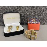 Boxed Fossil Gents watch with boxed Paris Delon man and ladies watches
