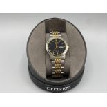 Steel and gold plated GTS Citizen Eco-Drive bracelet watch