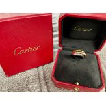 Original Cartier 18ct Gold Tri-Colour Trinity Ring Regular Size with box - 8.2grams Ring Size J Very