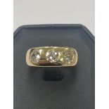 Vintage Large 18ct Gold 3 Stone Old Cut Diamond Ring Approx. 1.80cts - 10grams Ring Size S