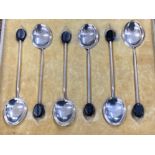 Hallmarked Birmingham silver 1924 6 piece coffee bean spoon set, with original case