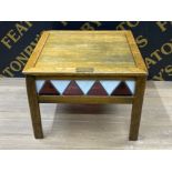 Solid Oak church remembrance table with original stained glass side panelling, also comes with