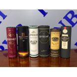 Total 6 cased whisky minitures to include, Highland Park, The Antiquary