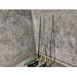 4 fly fishing rods to include 3 Shakespeare and 1 magic carbon Winkle picker