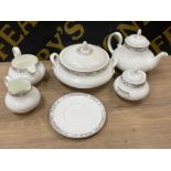 6 pieces of royal Doulton Arlington includes tureen, teapot, plate etc, dated 1990