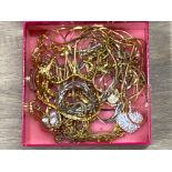 Collection of gold plated necklaces, pendants & bracelets