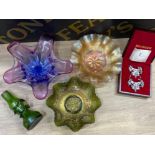 Total of 5 items includes Josef Hospodka bowl, 2 pieces of carnival glass, interesting green glass