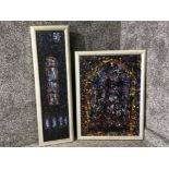 2 modern oil painting of church stain glass windows