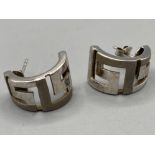 Pair of silver Greek hoop earrings- 6.5G