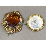 2 Victorian gold plated brooches