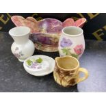 4x pieces of vintage hand painted Radford “England” includes vases, ash tray & jug, together with
