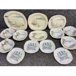 Collection of Midwinter style craft plates & bowls (14 pieces in total)