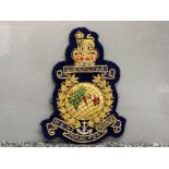 Large Royal Marines Blazer badge, Gibraltar per mare per tram, H13cm x W9cm